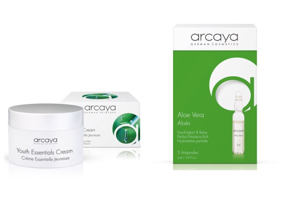 arcaya Youth Essentials Cream 100ml + Aloe Vera Ampullen 5x2ml Set